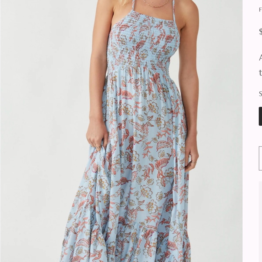 NWT Free People Heat Wave Printed Maxi Dress in Robins Egg